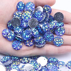 Saphir AB Forme ronde plate coudre sur strass, strass en résine druzy, 2-trous liens, dos plat et dos plaqué, accessoires de vêtements, saphir ab, 12mm, 200 pcs /sachet 