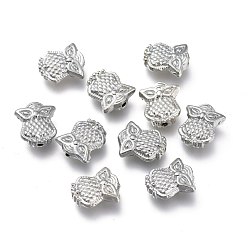 Platinum Alloy Beads, Owl Shape, Platinum, 10x8.5x3mm, Hole: 1mm