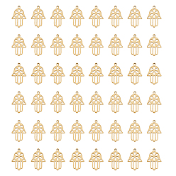 Настоящее золото 18K Тема религии, 201 подвески из нержавеющей стали, лазерная резка, хамса рука, реальный 18 k позолоченный, 18x12x1.5 мм, отверстие : 1.2 мм, 60 шт / коробка