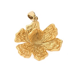 Настоящее золото 18K 304 подвески из нержавеющей стали, цветочный шарм, реальный 18 k позолоченный, 25.5x25x9 мм, отверстие : 2.5x7 мм
