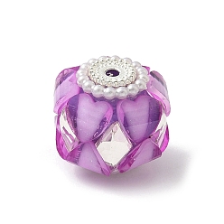 Фиолетовый Прозрачные акриловые бусины, круглые, абс пластик перламутровый и стекло и сплав, для ручек с бусинами, брелки, ювелирные изделия и ремесла, фиолетовые, 20x19x18.5 мм, отверстие : 2.4 мм