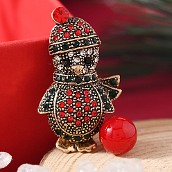 Снеговик Броши из цинкового сплава со стразами на рождественскую тематику для рюкзака, снеговик