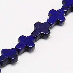 Темно-Синий Синтетических нитей бирюзовые бусы, окрашенные, крестик, темно-синий, 10x8x3 мм, отверстие : 1 мм, около 38 шт / нитка, 15 дюйм