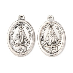 Античное Серебро Подвески из сплава в тибетском стиле, овал с подвесками Nossa senhora aparecida, без свинца и без кадмия, античное серебро, 26x16.5x3 мм, отверстие : 1.5 мм, Около 307 шт / 1000 г