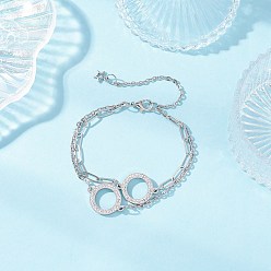 Нержавеющая Сталь Цвет 304 Кольца из нержавеющей стали со стразами соединяют многорядные браслеты, цвет нержавеющей стали, 7-1/8 дюйм (18 см)