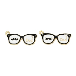Glasses Подвески из сплава с эмалью ко Дню отца, золотые, очки, 29x14x1 мм, отверстие : 1.8 мм