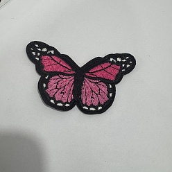 Deep Pink Computerized Embroidery Cloth Iron on/Sew on Patches, Costume Accessories, Appliques, Butterfly, Deep Pink, 46x78mm