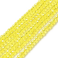Champagne Yellow Electroplate Glass Beads Strands, AB Color Plated, Faceted Rondelle, Champagne Yellow, 3x2mm, Hole: 0.5mm, about 165~170pcs/strand, 16.7 inch