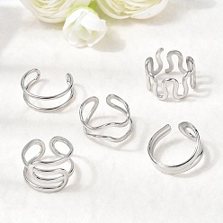 Нержавеющая Сталь Цвет 5 шт. 304 открытые манжеты из нержавеющей стали для женщин, цвет нержавеющей стали, 8~16 мм, внутренний диаметр: 16.5~18 мм