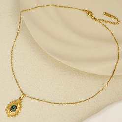 Золотой 304 ожерелья с подвесками-каплями из натуральной ракушки пауа из нержавеющей стали, золотые, кулон: 2.7x1.7 см