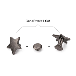 Gunmetal Alloy Rivet Studs, For Purse, Bags, Boots, Leather Crafts Decoration, Star, Gunmetal, 12x12x8mm