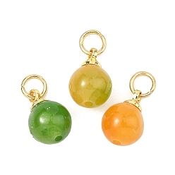 (52) Непрозрачная лаванда Подвески из окрашенного натурального мьянманского нефрита, круглые подвески с фурнитурой из латуни и 304 кольцами из нержавеющей стали, золотые, разноцветные, 11x8 мм, отверстие : 3 мм