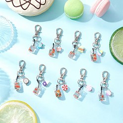 (52) Непрозрачная лаванда Подвеска для напитков из полимерной глины и стекла ручной работы, Поворотные застежки-лобстеры из сплава, подвески для украшений сумок, разноцветные, 55~56 мм