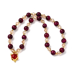 Фуксиновый Браслеты из окрашенных натуральных бусин тигрового глаза, браслеты из энергетических камней фэн-шуй, кошка, красно-фиолетовые, 6-3/4 дюйм (17 см)