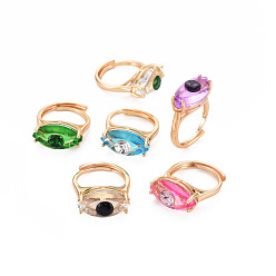 Gemischte Farbe Evil Eye Glas verstellbare Ringe, goldene messingringe für damen, Nickel frei, Gemischte Farbe, us Größe 7 3/4 (17.9 mm)