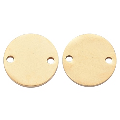 Золотой 304 соединительные звенья нержавеющие, пустая бирка с зеркальной полировкой, ионное покрытие (ip), плоско-круглые, золотые, 10x1 мм, отверстие : 1 мм