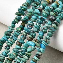 Бирюза из Хубэя Натуральные нити бирюзовый шарик Hubei, самородок, 4.5~9x4.5~9x1~4 мм, отверстие : 0.4 мм, 14.96~15.47'' (38~39.3 см)