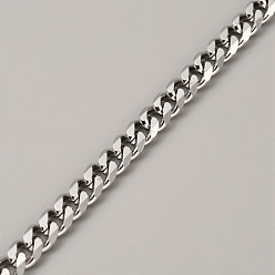 Stainless Steel Color 304 Stainless Steel Cuban Link Chains, Unwelded, with Spool, Stainless Steel Color, 8x6.3x3mm, about 82.02 Feet(25m)/Roll