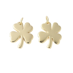 Настоящее золото 18K Латунные подвески, клевер амулеты, стойки покрытие, долговечный, без кадмия и без свинца, с целью перехода в кольце, реальный 18 k позолоченный, 17.5x15x1.5 мм, отверстие : 3.5 мм