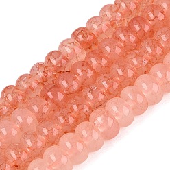Dark Salmon Imitation Jade Crackle Glass Beads Strands, Rondelle, Dark Salmon, 8x5mm, Hole: 1~1.6mm, about 70~79pcs/strand, 13.19~15.35 inch(33.5~39cm)
