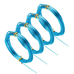 Aqua 4 Rolls Round Aluminum Wire, Bendable Metal Craft Wire, for DIY Arts and Craft Projects, Aqua, 15 Gauge, 1.5mm, 5m/roll(16.4 Feet/roll)