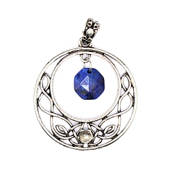 Ляпис-Лазурь Подвески из натурального лазурита в форме шестигранника, металлические полые подвески в виде узла викингов, 44x40 мм