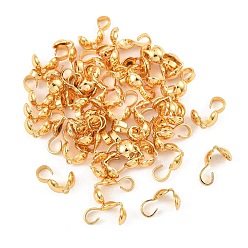 Real 16K Gold Plated SHEGRACE Brass Bead Tips, Cadmium Free & Nickel Free & Lead Free, Real 16K Gold Plated, 8~9x3.8x3.5mm, Hole: 2mm