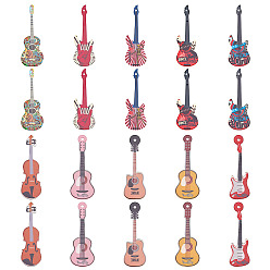 (52) Непрозрачная лаванда 20шт 10 стили акриловые большие подвески, гитар, разноцветные, 49~53x16~19.5x2~2.5 мм, отверстие : 1.4~2 мм, 2 шт / стиль