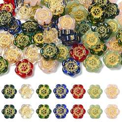 (52) Непрозрачная лаванда 70 шт 7 цвета прозрачные стеклянные бусины, золотой металл обвитыми, цветок, разноцветные, 12 мм, 10 шт / цвет