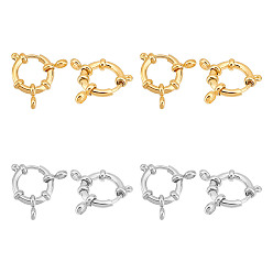 (52) Непрозрачная лаванда 8шт 2 цвета 304 пружинные застежки из нержавеющей стали, кольцо, разноцветные, 24x4 мм, отверстие : 2.5 мм, 4 шт / цвет