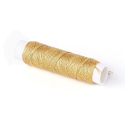 Gold Round Waxed Polyester Twisted Cord, Micro Macrame Cord, for Leather Projects, Bookbinding, Gold, 0.35mm, about 43 yards(40m)/roll
