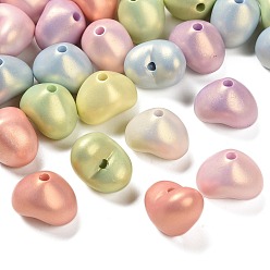(52) Непрозрачная лаванда УФ-покрытие и распыление непрозрачных акриловых бусин, радужный, сердце, разноцветные, 15x20x15 мм, отверстие : 3 мм, Около 230 шт / 500 г