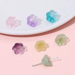 (52) Непрозрачная лаванда 10шт. прозрачные стеклянные колпачки с градиентным цветом, шестилепестковые цветы, сиреневые, разноцветные, 12x7 мм