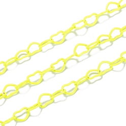 Yellow Spray Painted Brass Heart Link Chains, Soldered, with Spool, Yellow, 6x4.5x0.5mm, 32.8 Feet(10m)/roll