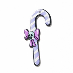 Candy Cane Акриловые подвески с рождественским принтом, с подвеской в виде черепа, конфета узор, 57.5x29x2.5 мм, отверстие : 1.8 мм