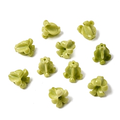 Желто-Зеленый Синтетических коралловых бусин, окрашенные, цветок, желто-зеленый, 11.5~12x11.5~12x12.5 мм, отверстие : 1.6 мм