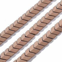 Цвет Древесины Окрашенного распылением немагнитных синтетических нитей гематита бусы, матовый стиль, стрелка / шеврон, деревесиные, 7x8x4 мм, отверстие : 1 мм, около 89 шт / нитка, 16.1 дюйм