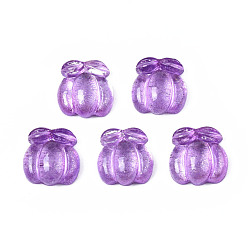 Medium Orchid Autumn Theme Spray Painted Transparent Resin Cabochons, Pumpkin, Medium Orchid, 9x9x4mm