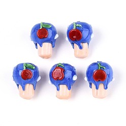 Королевский синий Ручной работы Lampwork неровный бисер, яблочный пирог, королевский синий, 19~20x15~16x14~16 мм, отверстие : 0.8~1 мм