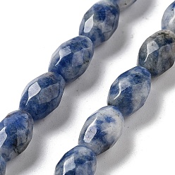 Blue Spot Jasper Natural Blue Spot Jasper Beads Strands, Faceted Rice, 12.5x8mm, Hole: 1.2mm, about 16pcs/strand, 7.68''(19.5cm)