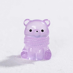 Лиловый Миниатюрные украшения в виде медведя из светящейся смолы, для садовых кукольных домиков, сирень, 25x20 мм