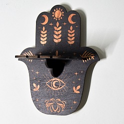 Hamsa Hand Деревянная хрустальная полка подсвечник для ювелирных изделий, настенные украшения, на кнопках, для домашнего декора стен комнаты, Hamsa hand pattern, 25.4x20.4x9 см
