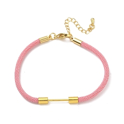 Pearl Pink Nylon Cord Bracelet Making, with Brass Beadable Bar, Golden, Pearl Pink, 6.89x0.16 inch(17.5x0.4cm)