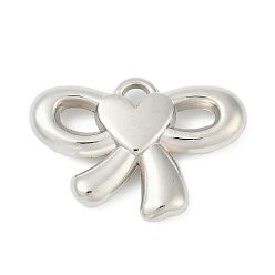 Платина Пластмассовые подвески ccb, бантом с сердцем, с петлей, платина, 23.5x33.5x5.5 мм, отверстие : 3~3 мм