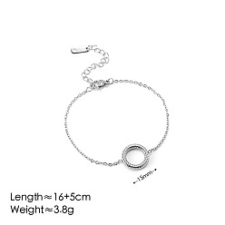 Нержавеющая Сталь Цвет Кольцо 304 из нержавеющей стали ссылка браслеты, браслеты-цепочки для женщин, цвет нержавеющей стали, 6-1/4 дюйм (16 см)