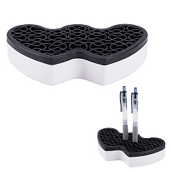 Black Multipurpose Silicone Storage Box, for Cosmetics Brush Holder, Pen Holder, Toothbrush Holder, Lipstick Holder, Double Heart, Black, 9x15.6x3.35cm, Box Size: 18.6x8.8x3.55cm