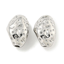 Платина Текстурированные латунные бусы, без кадмия, без никеля и без свинца, самородки, платина, 9x6x5 мм, отверстие : 1.3 мм