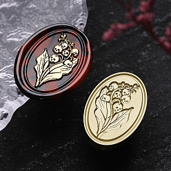 Flower Halloween Theme Golden Tone Brass Wax Seal Stamp Head, for DIY Wax Seal Stamp Making, Flower, 30x20x15mm, Hole: 7mm