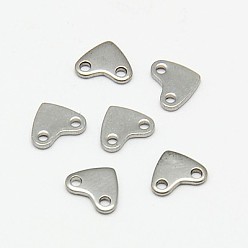 Stainless Steel Color Tarnish Resistant 304 Stainless Steel Links connectors, Heart, Stainless Steel Color, 6x7x1mm, Hole: 0.5mm