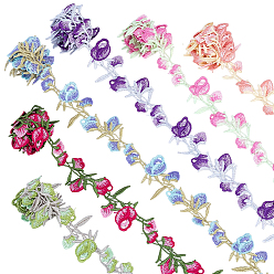 Mixed Color 6Yards 6 Colors Flower Polyester Lace Trim, for Clothes Accessories, Mixed Color, 1-1/8 inch(30mm), 1yard/color